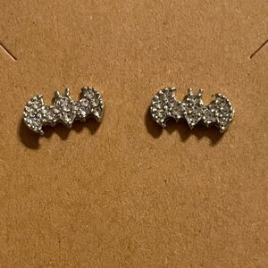 Silver Colored Batman Earrings